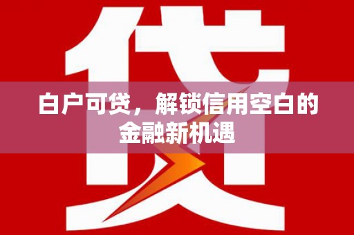 鲅鱼圈白户可贷，解锁信用空白的金融新机遇