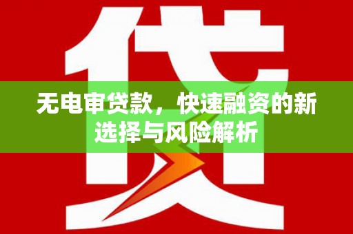 清流无电审贷款，快速融资的新选择与风险解析